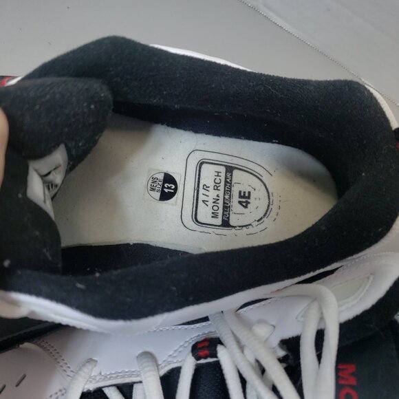 Nike Mens Air Monarch IV 416355-101 White black red Running Shoes Sneakers Sz 13 - Picture 5 of 12